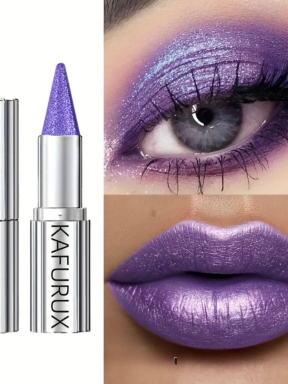 Kafurux ✦ Trend Color Eyeshadow Stick & Lipstick ✦ Shimmery Purple Dual-Use NWT - Picture 6 of 7
